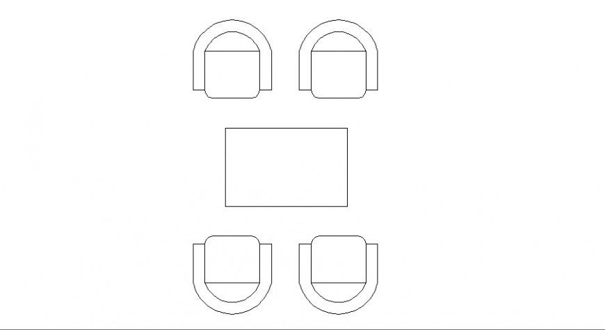 Four seated single family dining table elevation block details dwg file