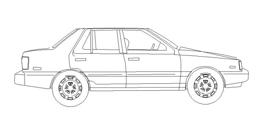Four seater car elevation 2d drawing autocad file