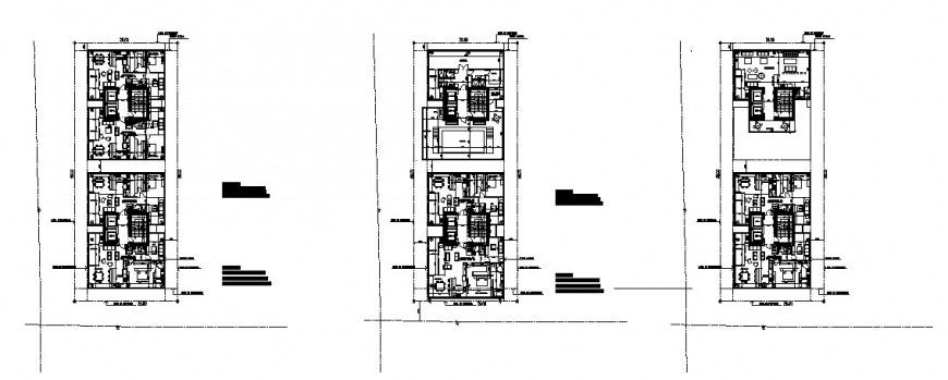 Four story residential building floors plan structure cad drawing details dwg file