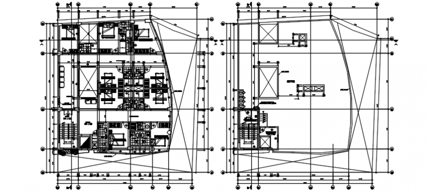 Fourth floor plan with terrace of hostel in AutoCAD