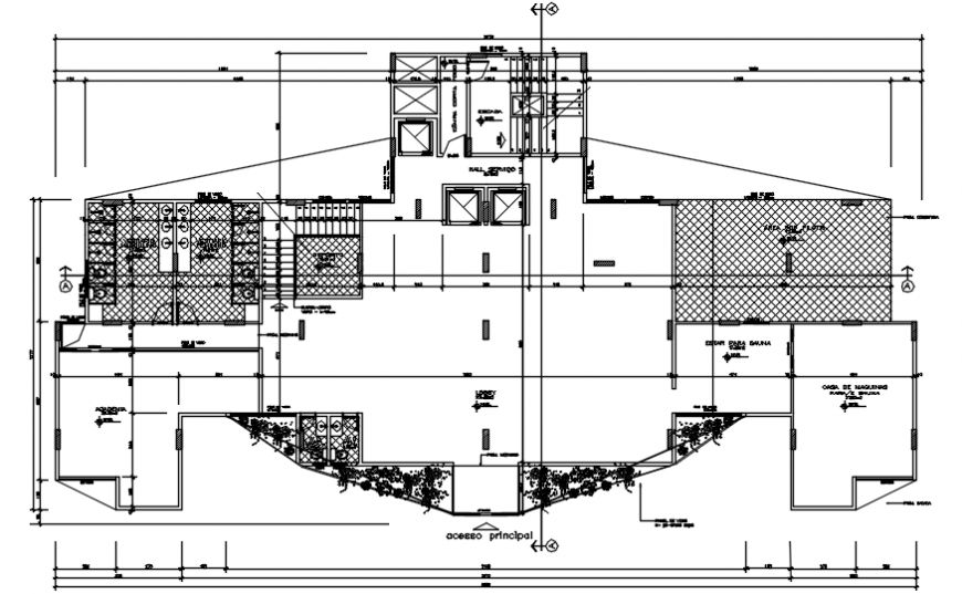 Fourth floor distribution plan details of apartment building dwg file
