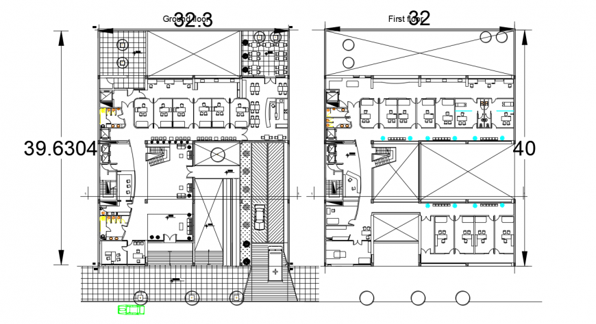 Fourth and fifth floor plan details of seven story hospital dwg file
