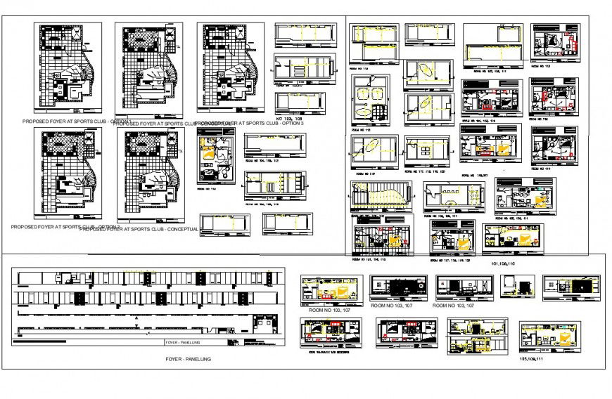 Foyer and architect house planning detail dwg file