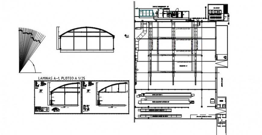 Frame roofing structure 2d view autocad software file
