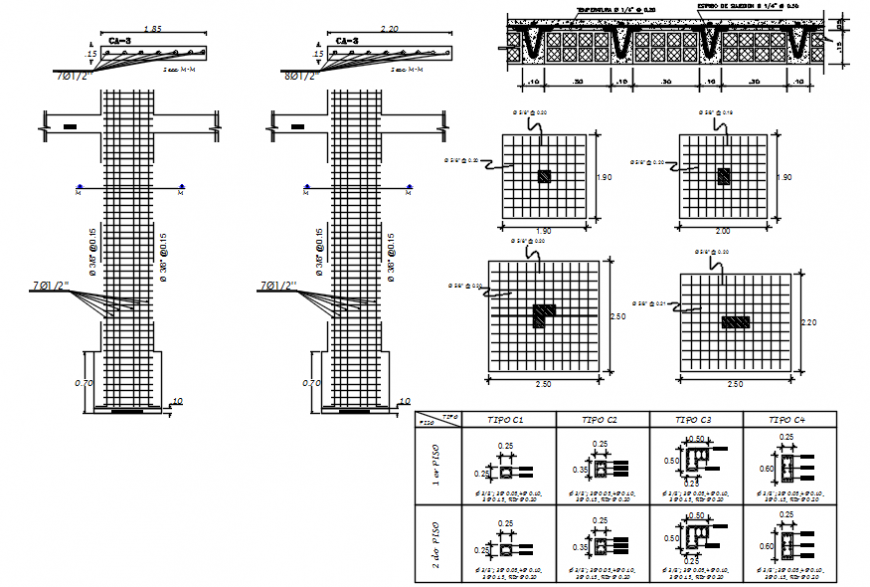 Framing plan, column schedule and beam structure details for market dwg file
