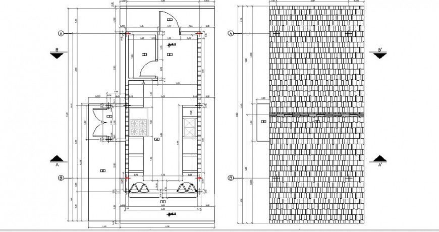 Framing plan and cover plan details of one family house dwg file