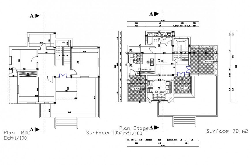 Framing plan and layout plan details of salon store dwg file