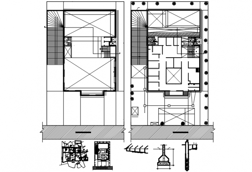 Framing plan and structure drawing details for apartment building dwg file