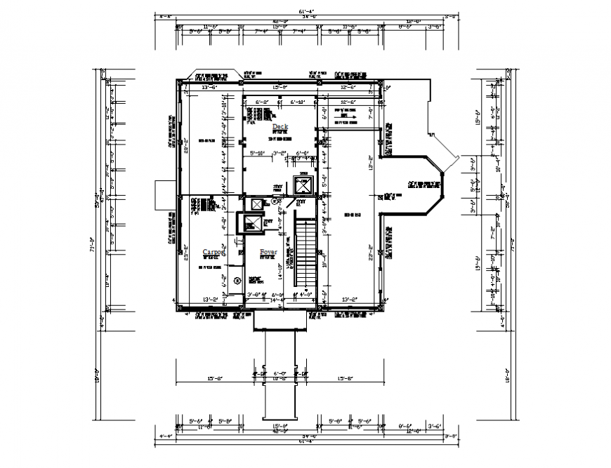Framing plan details of first floor of house dwg file