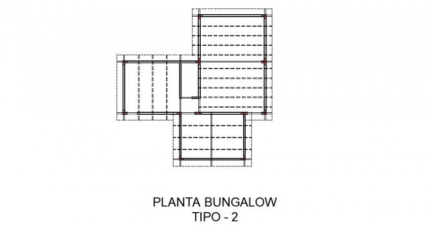 Framing plan details of ground floor of bungalow dwg file