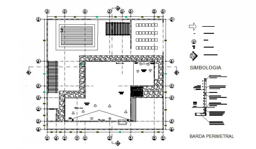Framing plan details of one family three bedroom house dwg file