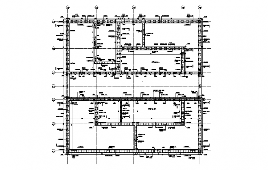 Framing plan structure details of 20th floor of center core building dwg file