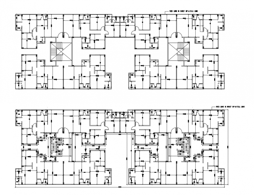 Framing plan structure details of four floors of apartment building dwg file