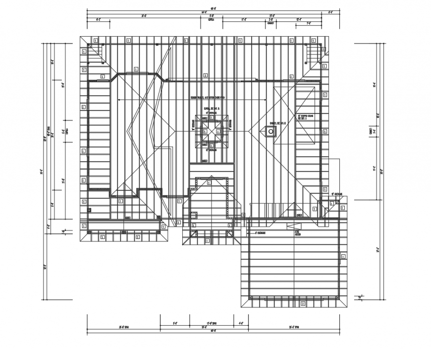 Framing plan structure details of ground floor of house dwg file