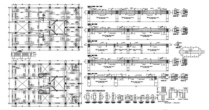 Framing plan structure with column and beam for apartment building dwg file