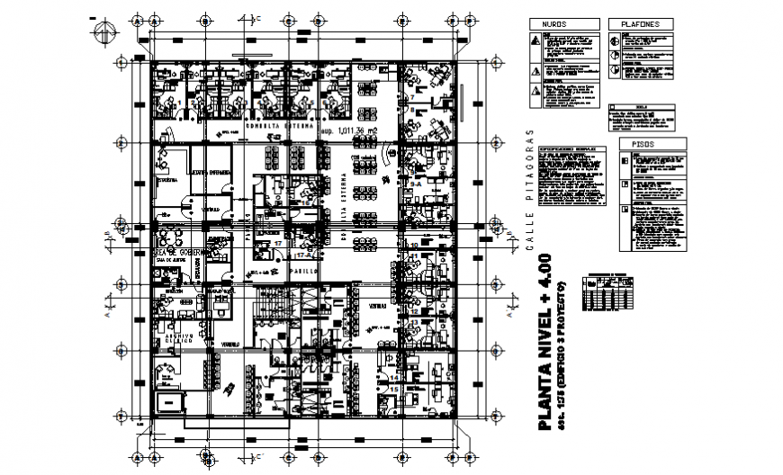Framing plan with general layout plan details of office building floor dwg file