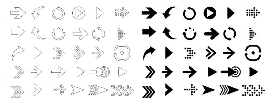 Free I con of different arrow design dwg file
