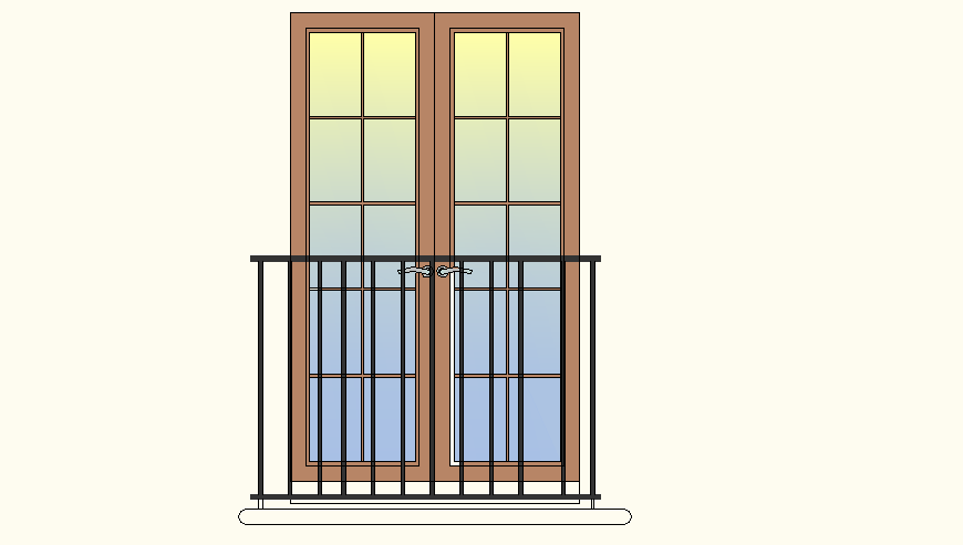 French doors and balcony detail 3d layout file