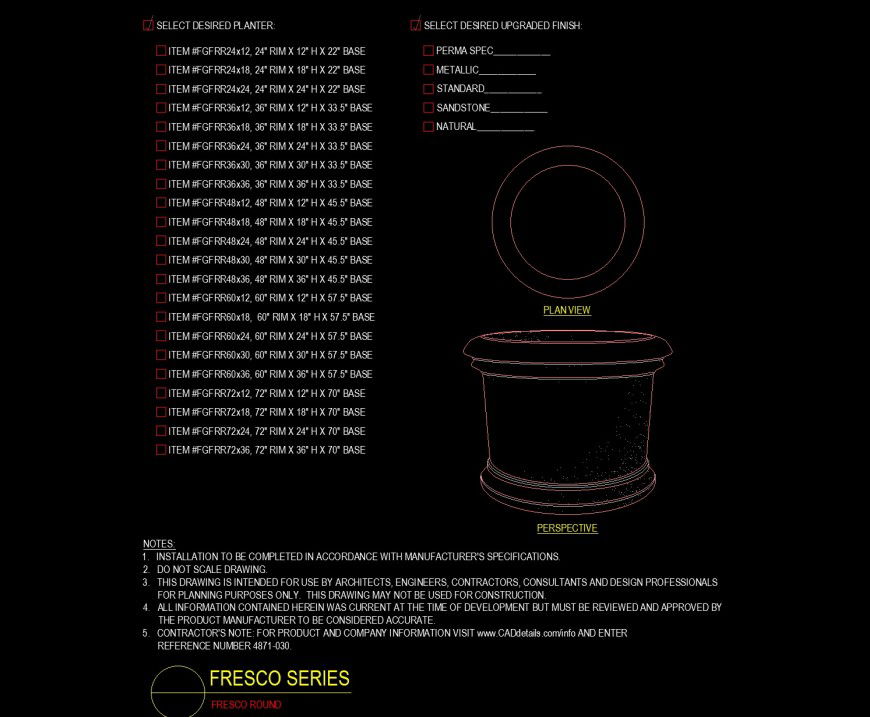 Fresco round planter series in dwg file.