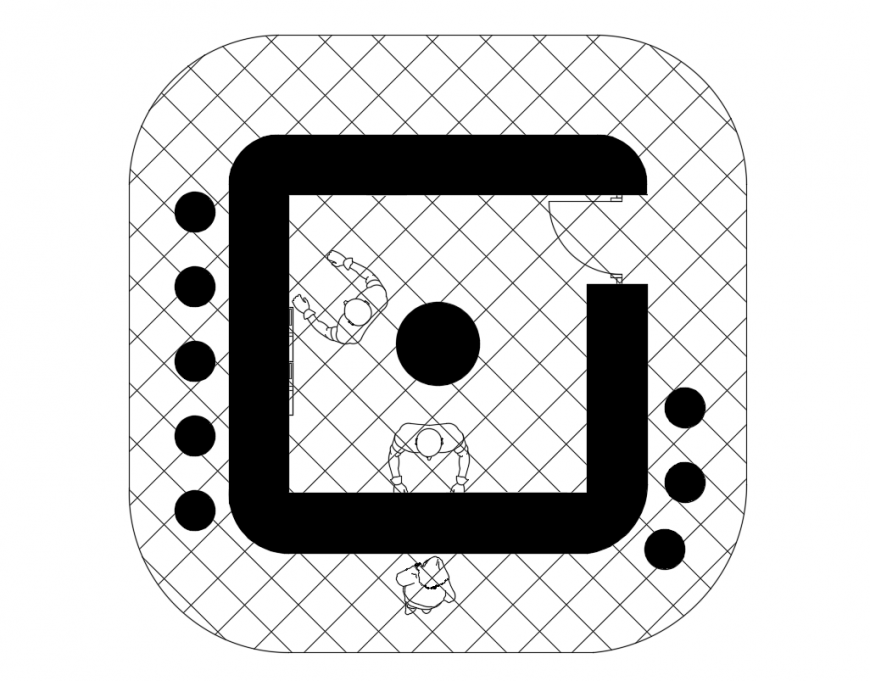 Fresh bar top view cad plan details dwg file