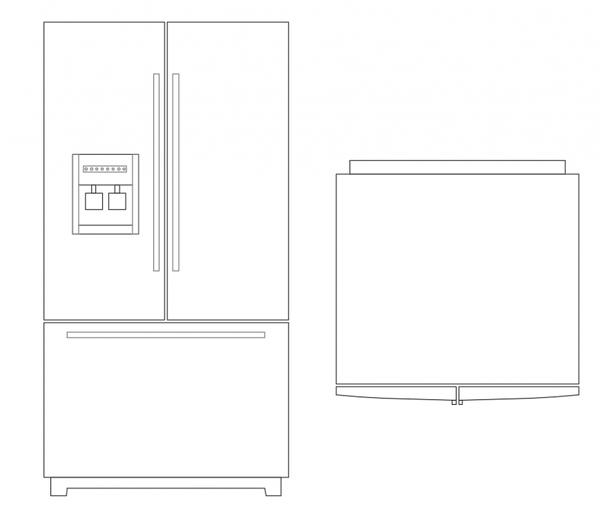 Fridge plan and elevation cad block design dwg file