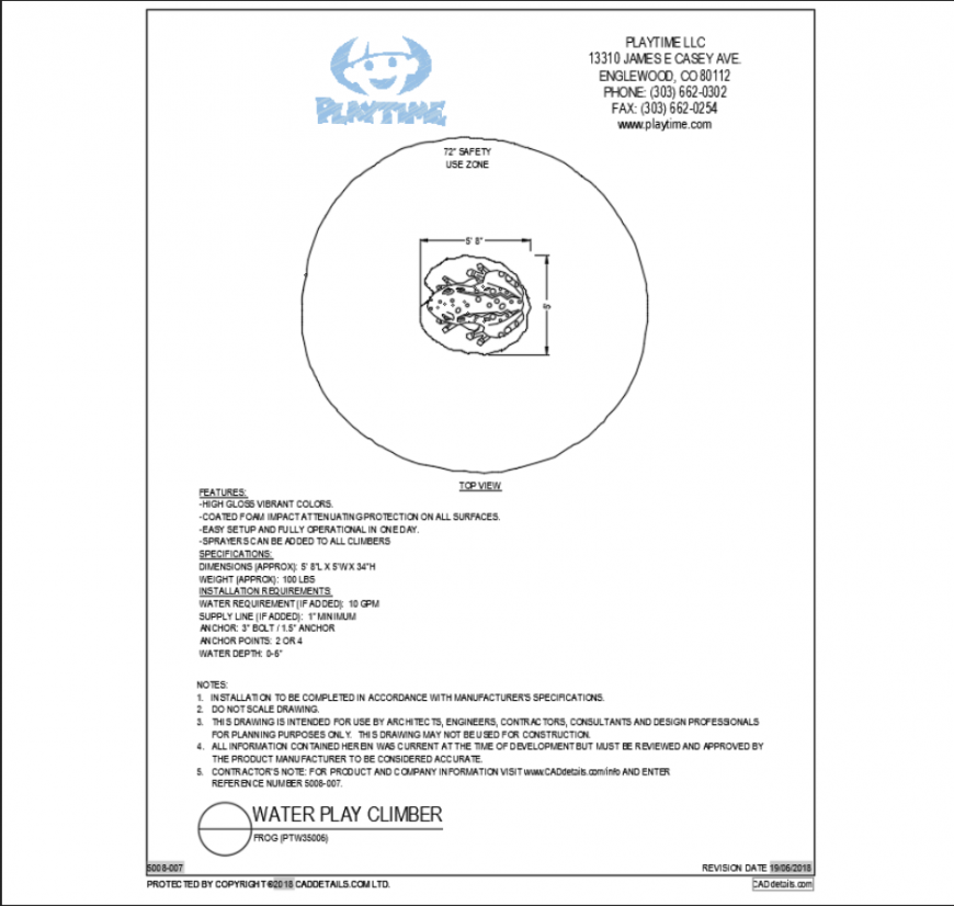 Frog water climber equipment cad drawings dwg file
