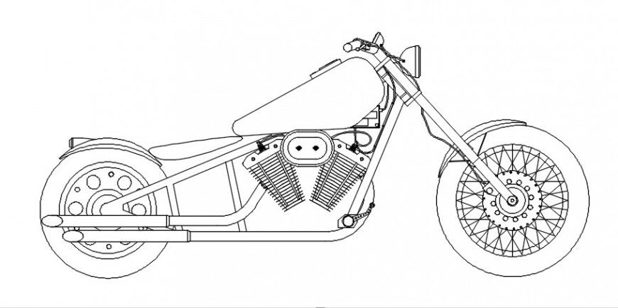 Front 2d model design of harley bike