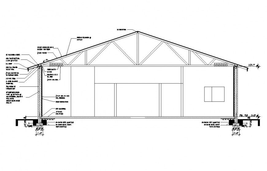 Front constructive sectional cad drawing details of house dwg file