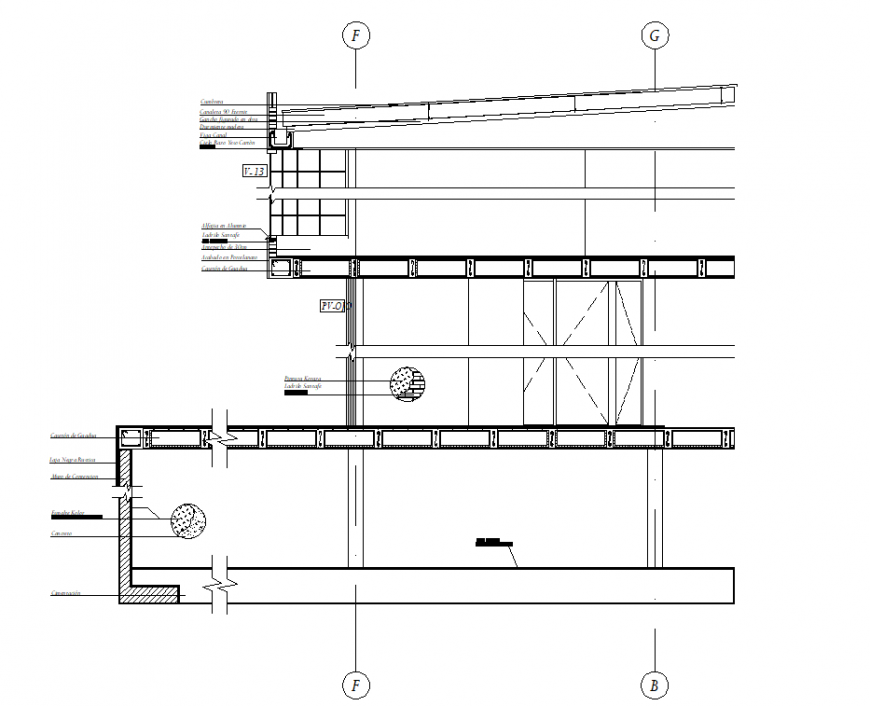 Front court with detail section autocad file