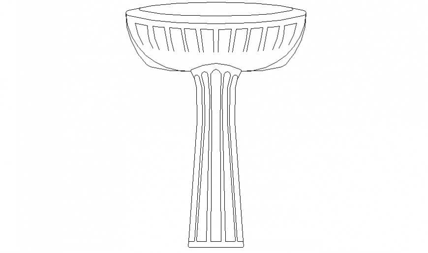Front detail elevation of wash basin in dwg file.
