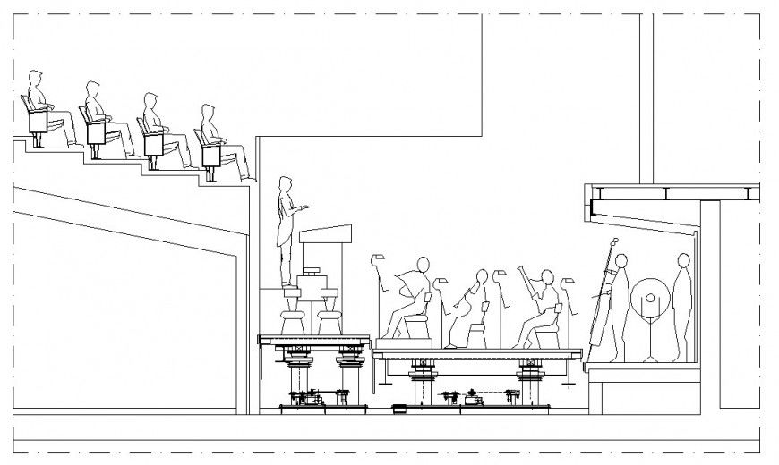 Front detailing of a orchestra concept dwg file