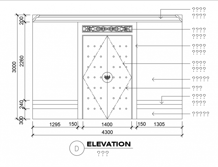 Front door and wall cad elevation cad block details dwg file