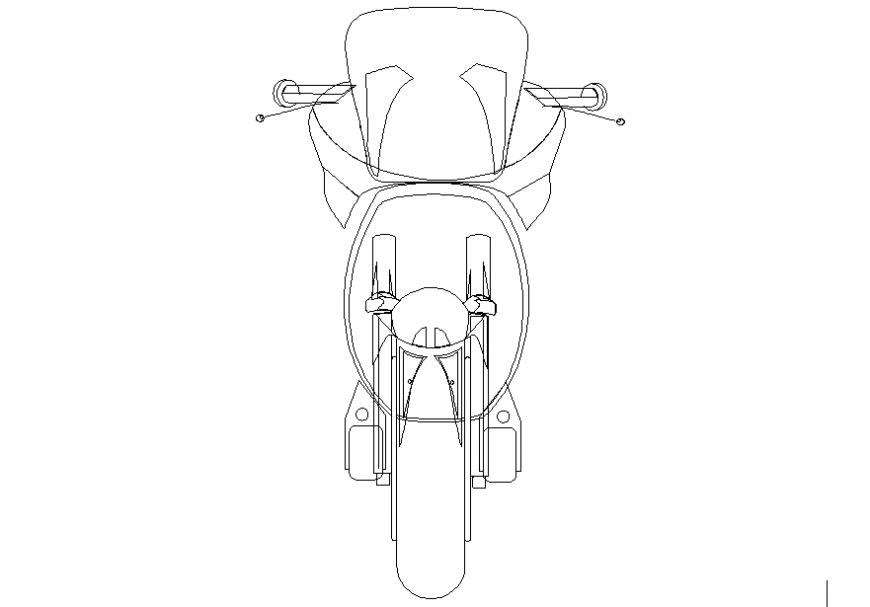 Front elevation 2 d motorcycle detail dwg file