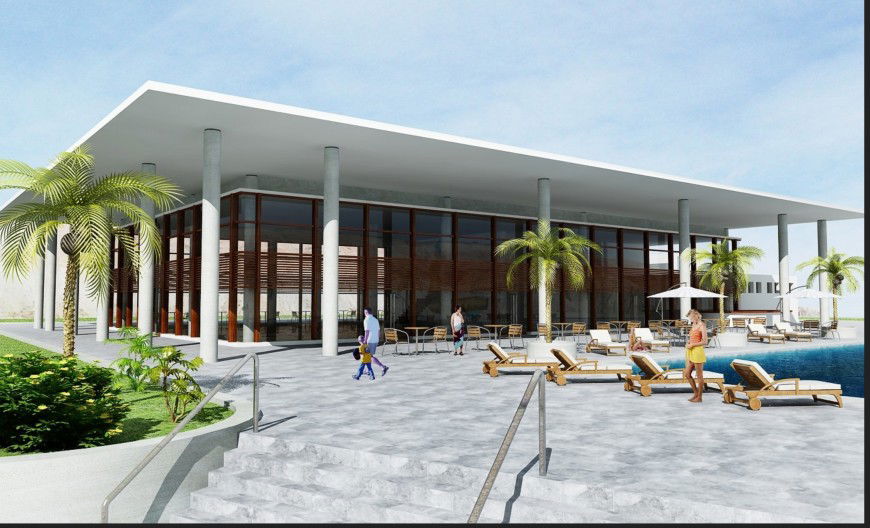 Front elevation 3 D club house modal