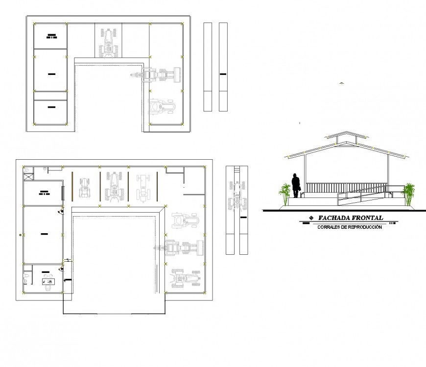 Front elevation Agricultural mechanization center autocad file