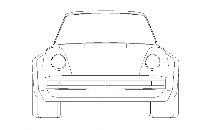 Front elevation block details of car dwg file