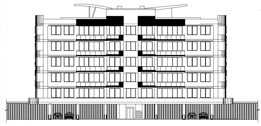 Front elevation business commercial building plan