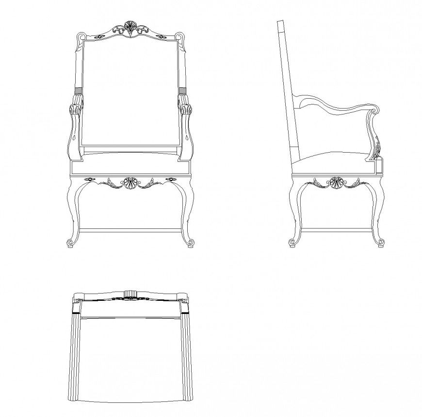 Front elevation chair plan detail dwg file
