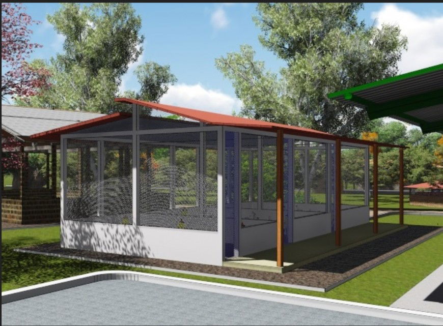 Front elevation corral 3 D plan dwg file