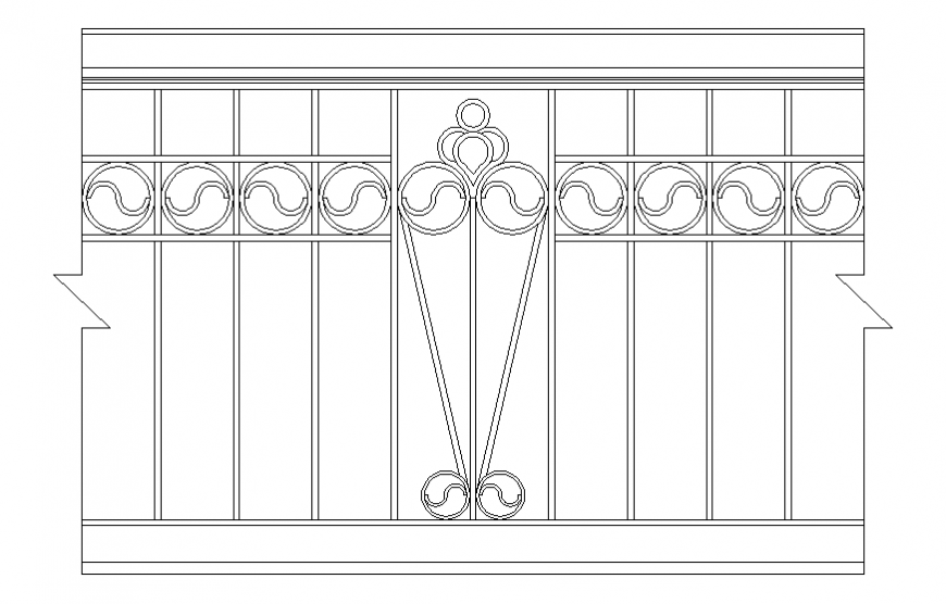 Front elevation details of wooden railing cad block details dwg file