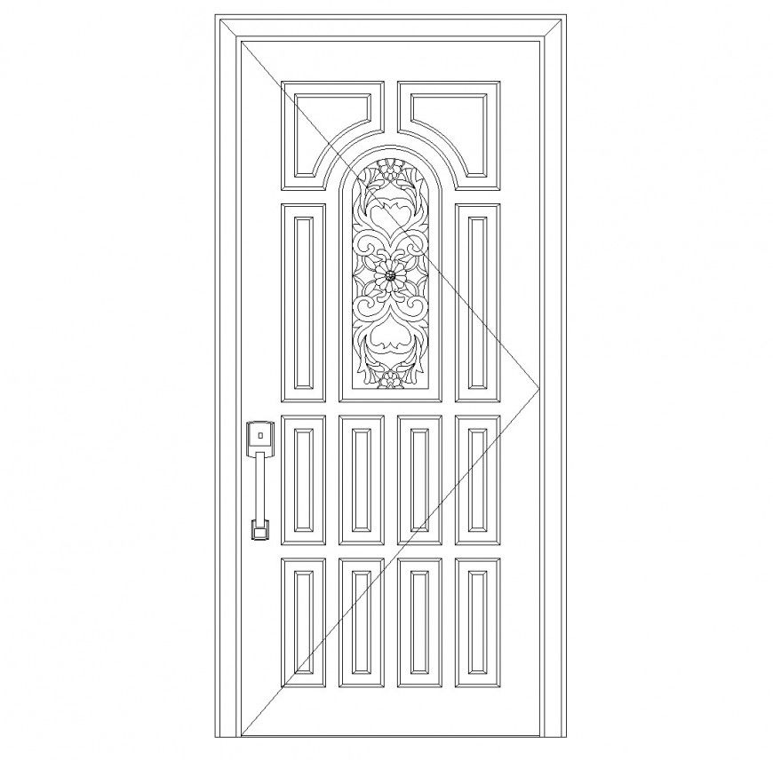 Front elevation door detail dwg file