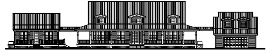 Front elevation drawing details of office building dwg file