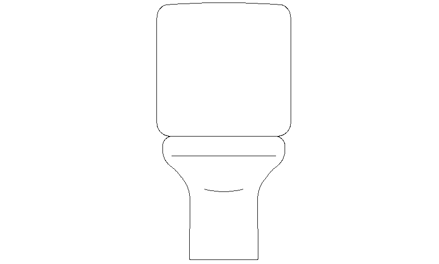 Front elevation drawing of floor hung water closet drawing in dwg file.