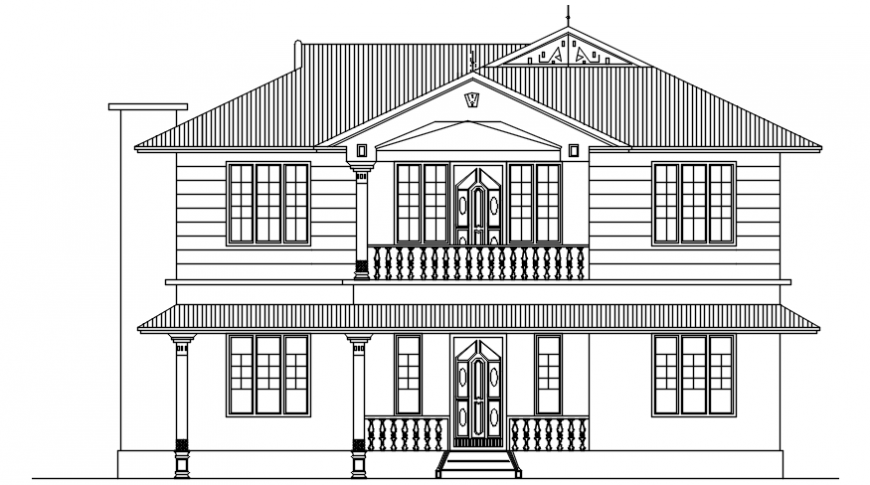 Front elevation of a house cad file