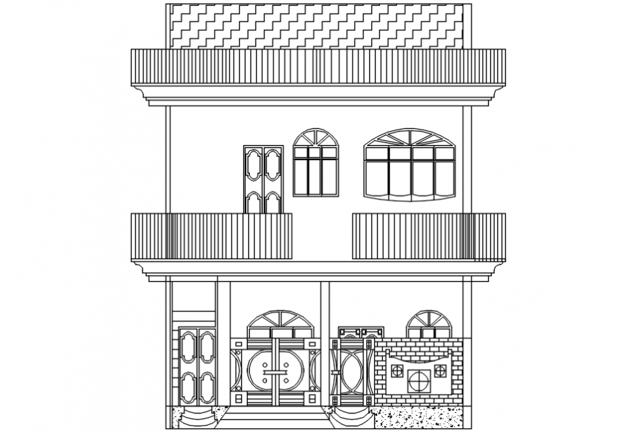 Front elevation of a house drawing file