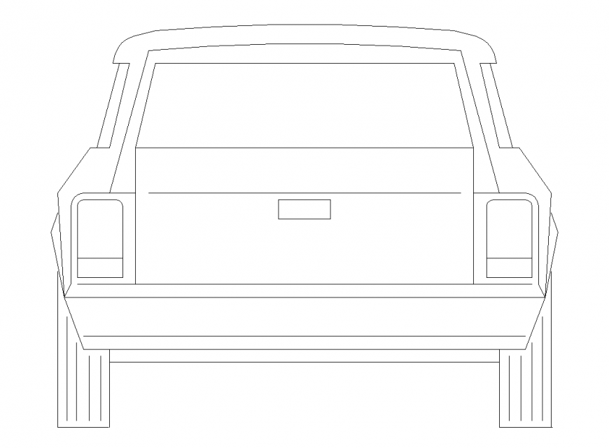 Front elevation of car block view dwg file