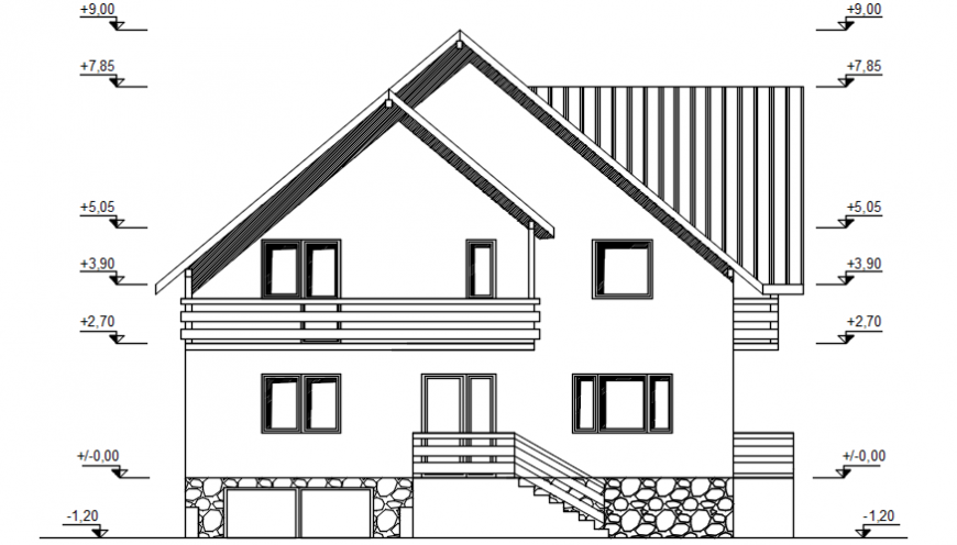 Front elevation of house in AutoCAD file