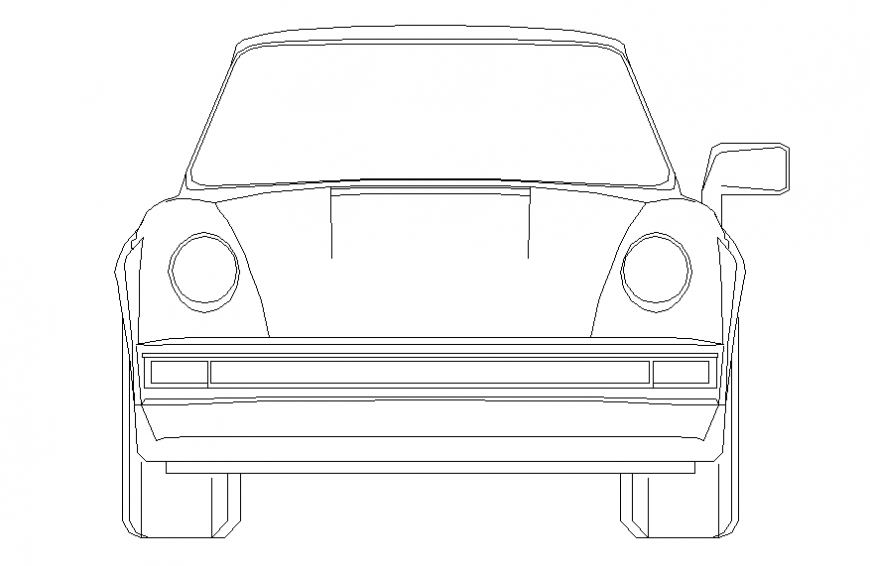 Front elevation of luxuries car cad block details dwg file