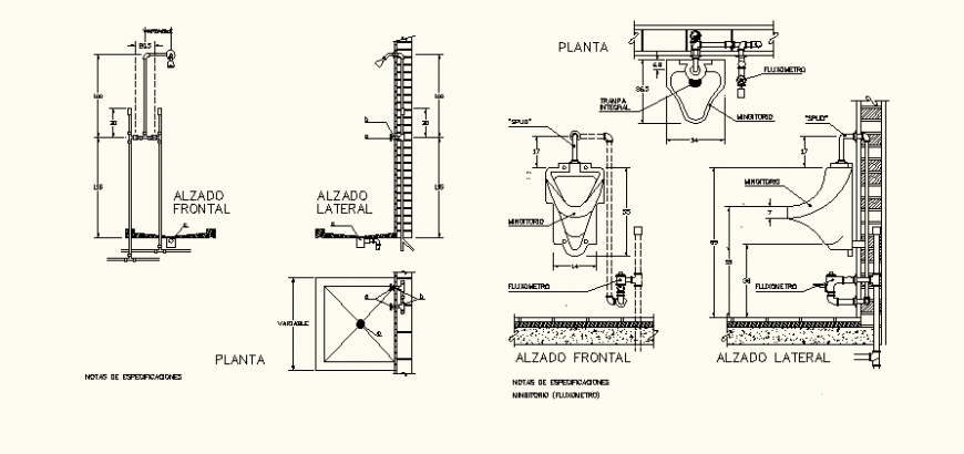 Front elevation sanitary system detail elevation autocad file