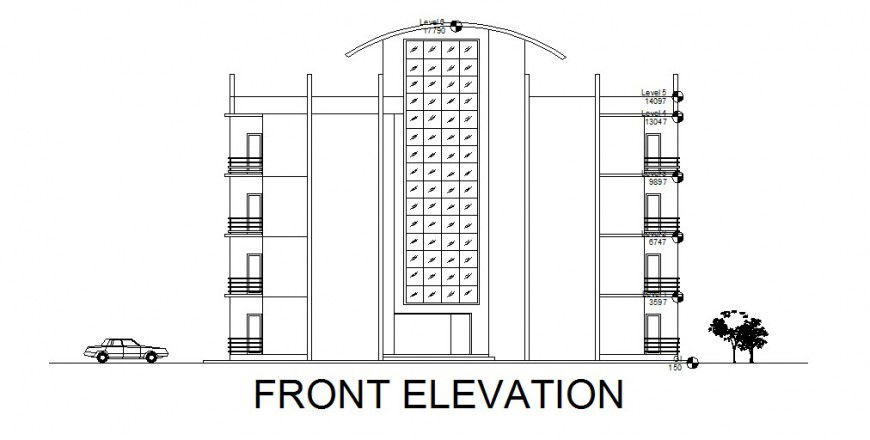 Front elevation school commercial plan
